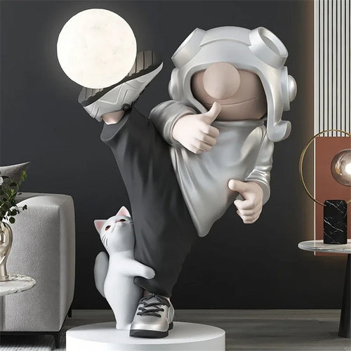lampe de bureau astronaute sculpture moderne en résine décorative artisanale - vue 9 sur 8