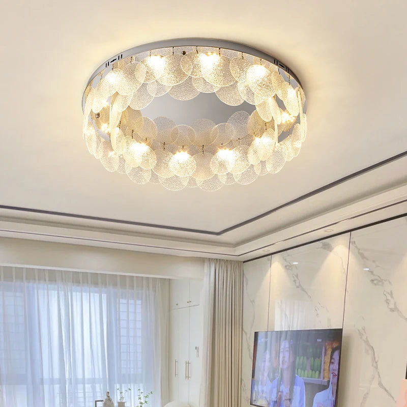 plafonnier led moderne en acier inoxydable et verre pour décoration intérieure - vue 2 sur 10