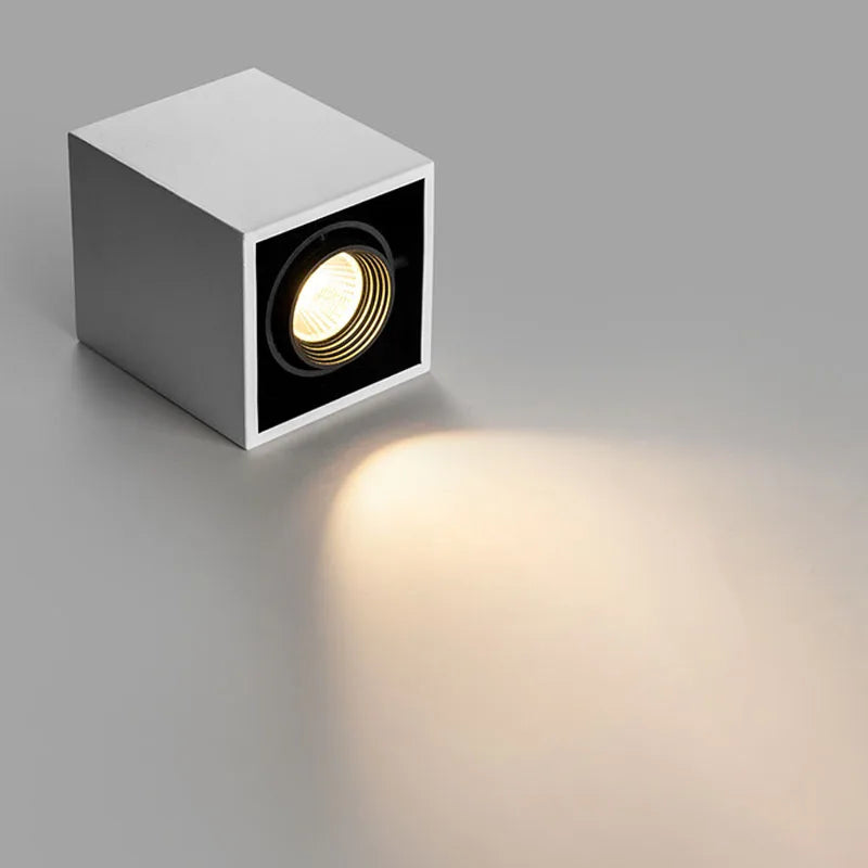 Spot Carré LED plaine COB plafond simple tête GU10 remplaçable - vue 4 sur 8