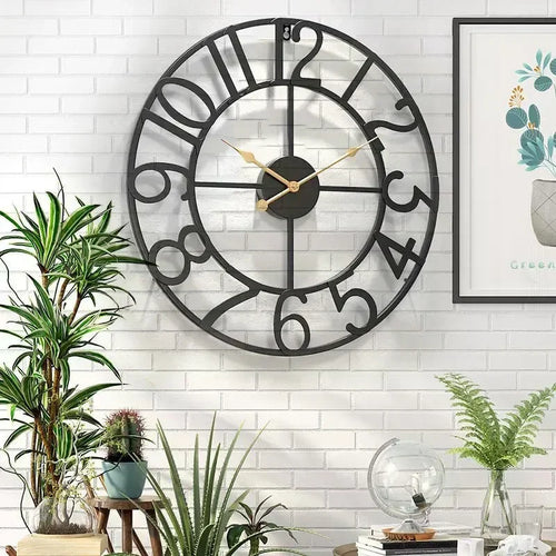horloge murale silencieuse en fer forgé design nordique créatif décoratif - vue 5 sur 9