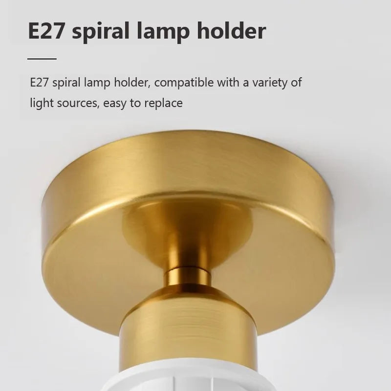 Plafonnier LED en verre nordique rétro crème décor lampe or E27 éclairage pour allée couloir salon luminaires d'intérieur Lustre - vue 10 sur 9
