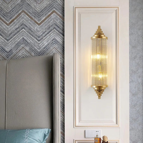 applique murale en acier inoxydable et cristal design moderne - vue 2 sur 6