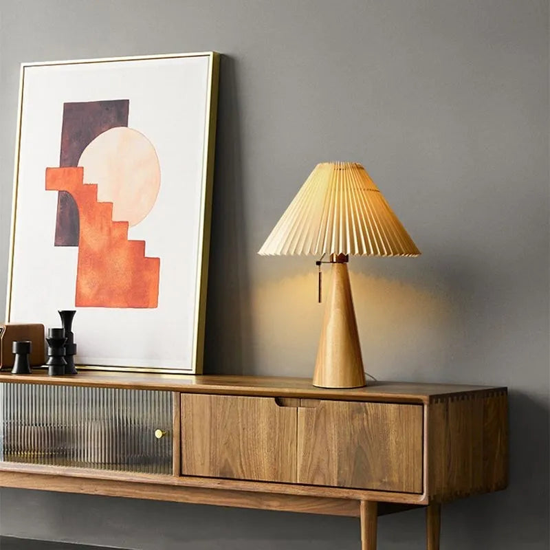 Lampe LED plissée en bois pour bureau - vue 5 sur 8