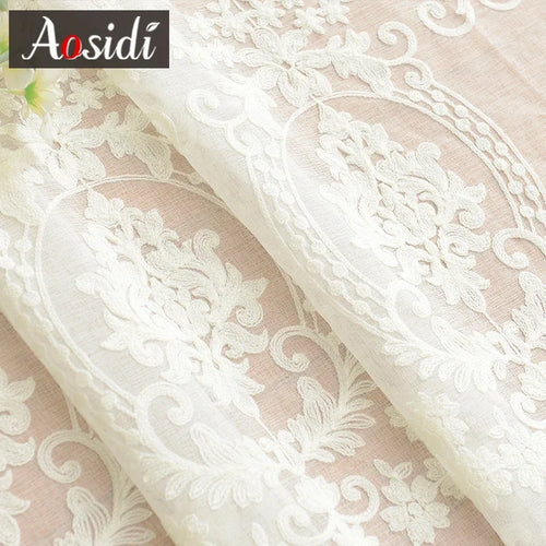 Voilage tulle brodé floral style europe salon chambre