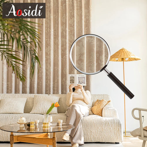 Rideau occultant motif feuilles style moderne chambre salon