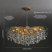 lustre en cristal doré design nordique à led décoratif