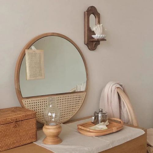 miroir de maquillage rétro style chinois suspendu décoratif pour intérieur - vue 5 sur 6