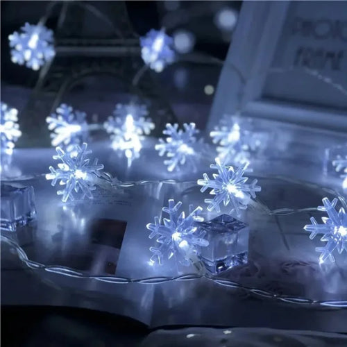 guirlande lumineuse à led flocon de neige pour fêtes et décorations