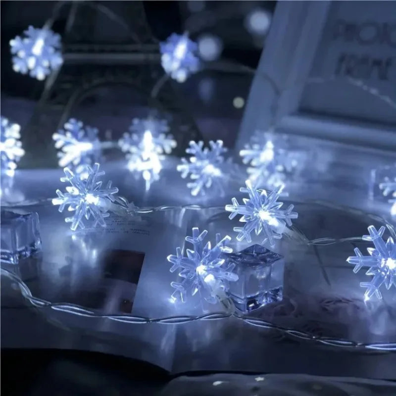 guirlande lumineuse à led flocon de neige pour fêtes et décorations - vue 6 sur 9