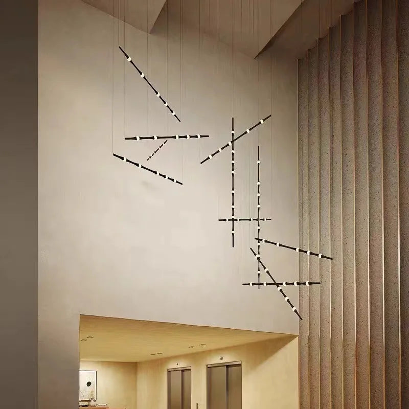 suspension nordique en acrylique design bambou pour décoration intérieure - vue 3 sur 10