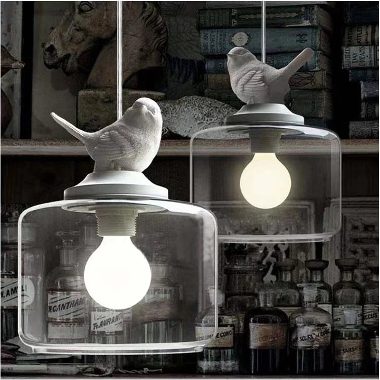 Suspension moderne créatif oiseau led en verre - vue 3 sur 8