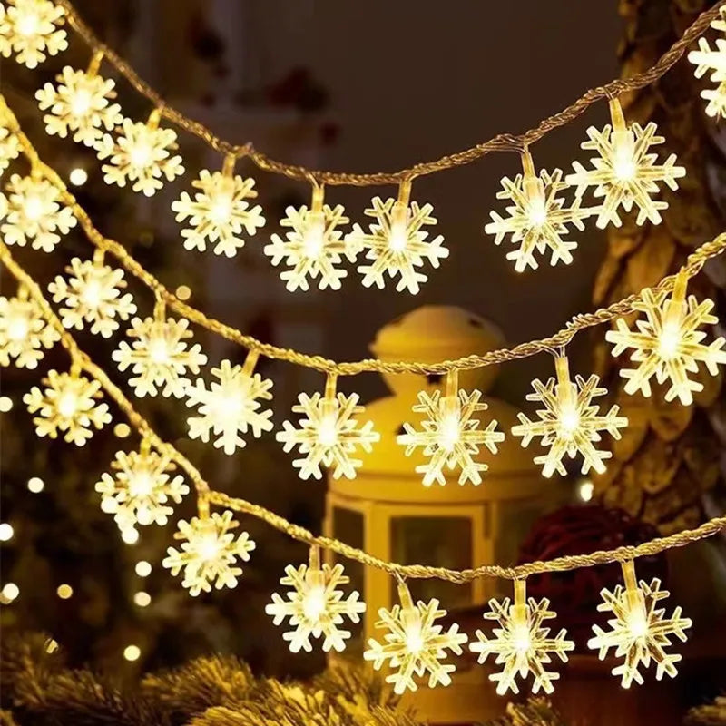 guirlande lumineuse à led flocon de neige pour fêtes et décorations - vue 2 sur 9