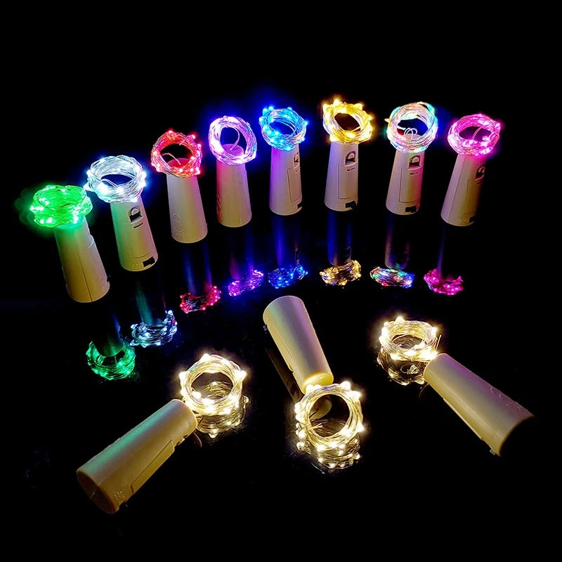 lot de 10 lampes à vin en liège à led pour fêtes d'anniversaire - vue 6 sur 9