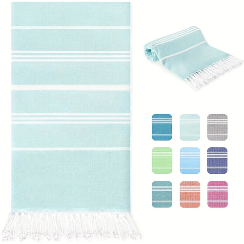 serviette de plage turque rayures pompons séchage rapide