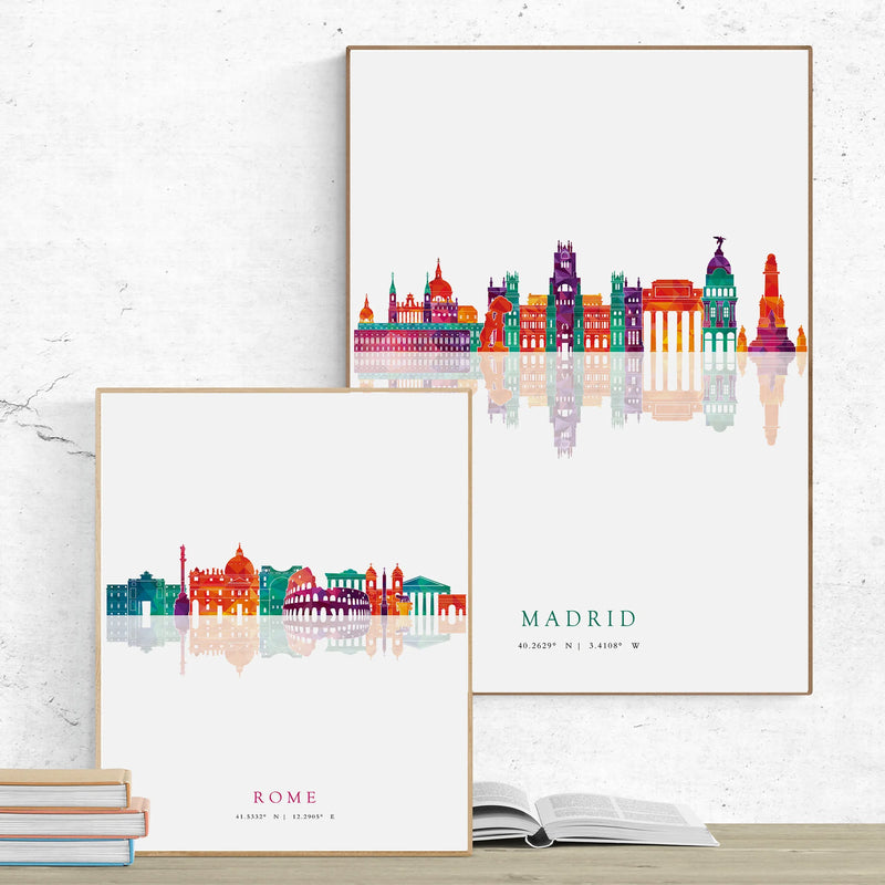 affiches murales des skylines de paris londres new york madrid