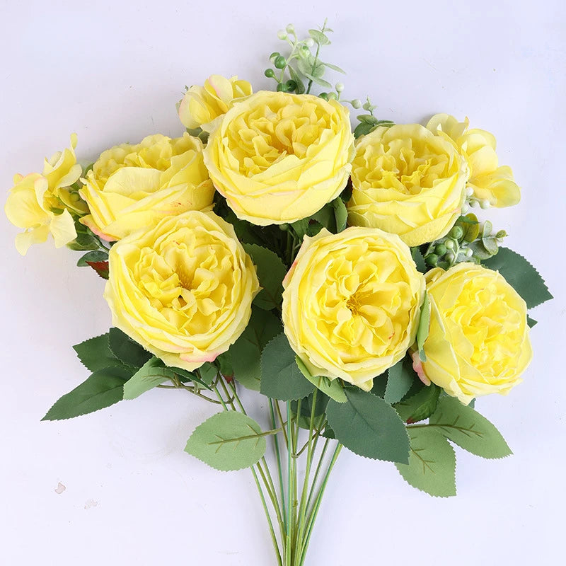 bouquet de roses artificielles en soie pour décoration intérieure - vue 11 sur 16