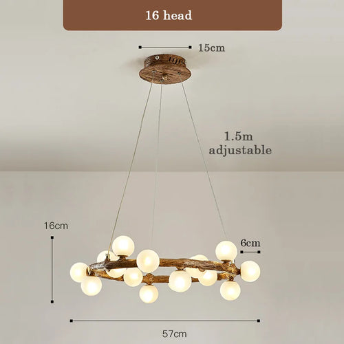 lustre de style wabi-sabi en bois artificiel pour intérieur - vue 8 sur 9