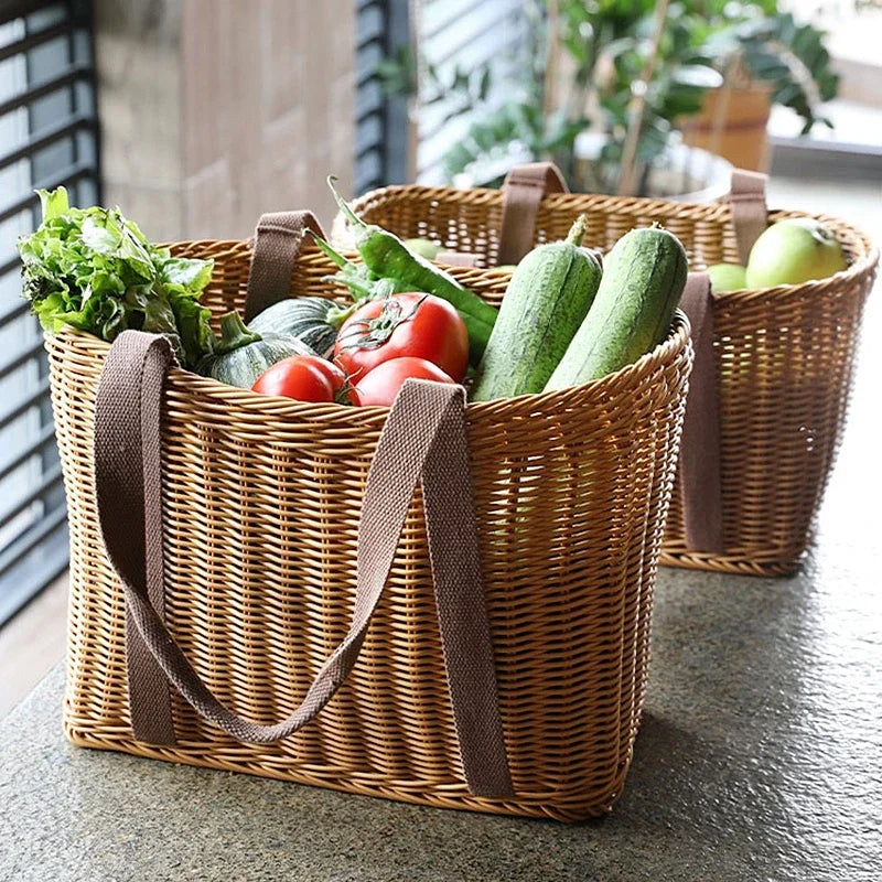 panier de pique-nique en osier pour rangement et courses - vue 4 sur 22