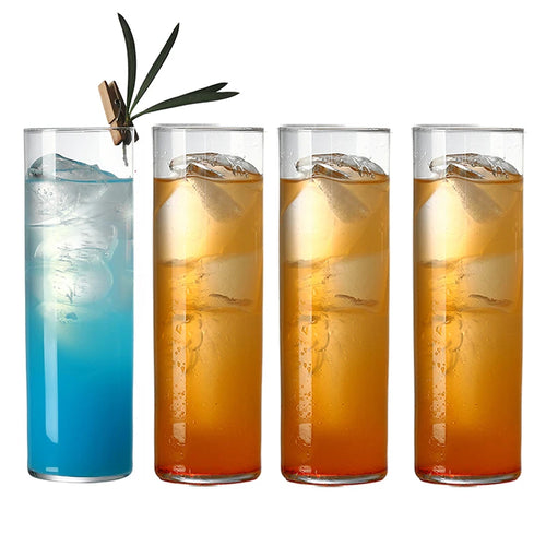 Lot 4 verres collins cristal leger motif strie