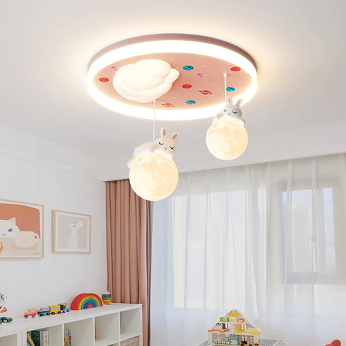 lustre led pour enfants avec motif ours et lapin
