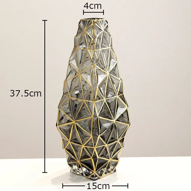 vase en verre rayé plaqué or pour décoration florale élégante - vue 10 sur 10
