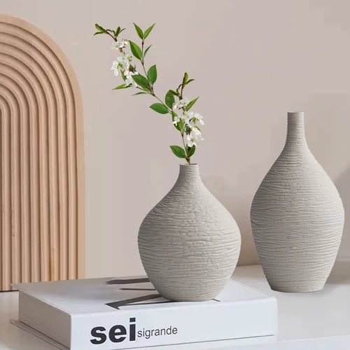 vase décoratif en céramique pot de fleurs nordique pour intérieur et bureau - vue 4 sur 10