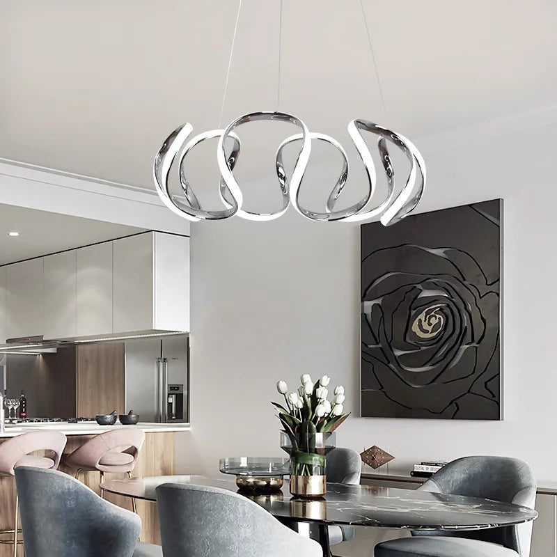 lustre moderne led décoration maison mode plafonnier luminaires - vue 3 sur 15