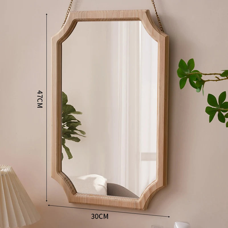 miroir vintage en bois massif miroir maquillage étanche mural antirouille - vue 11 sur 15