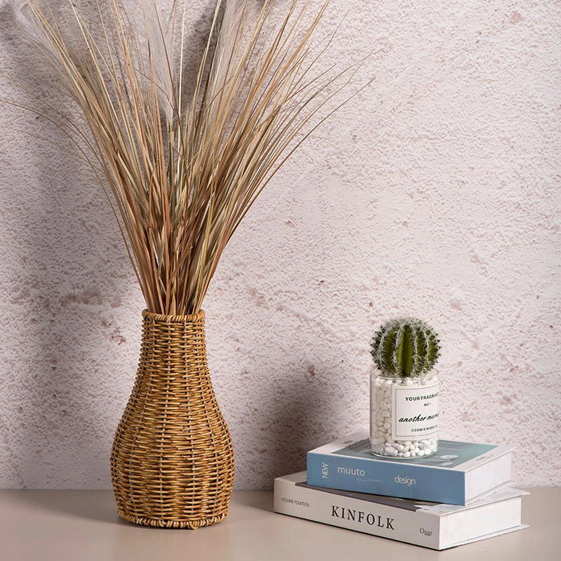 vase tissé à la main en imitation rotin pour fleurs et plantes décoratives - vue 4 sur 8