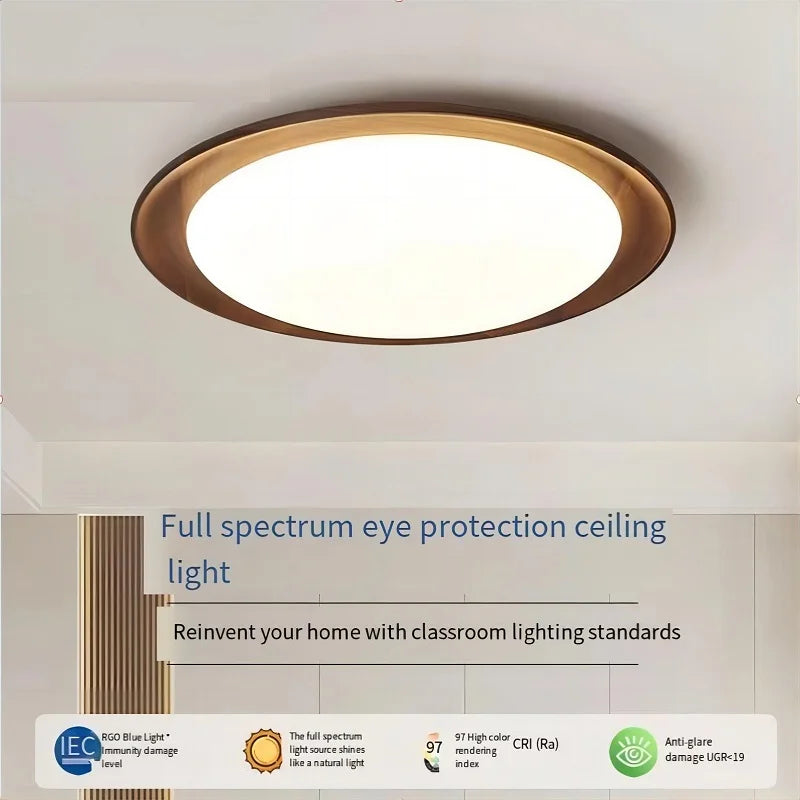 plafonnier wabi-sabi spectre complet led en bois massif rondin - vue 3 sur 10