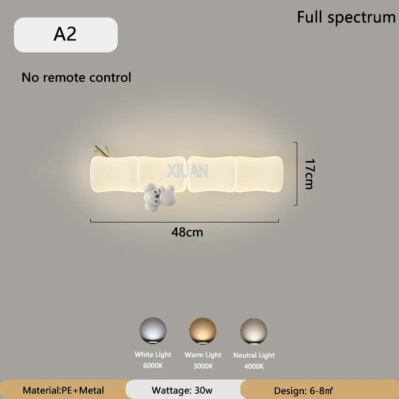 applique murale led singe panda pour enfants - vue 9 sur 23