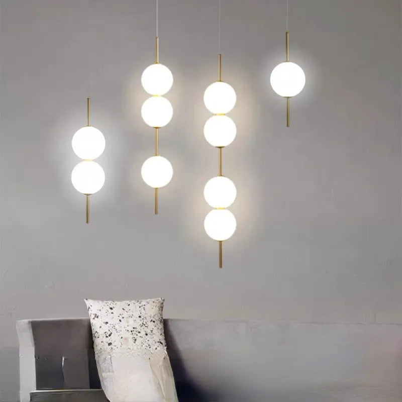 Boule de verre suspension pour chambre chevet lampe suspendue lustres de plafond éclairage moderne décoration entrée Luminaire Led
