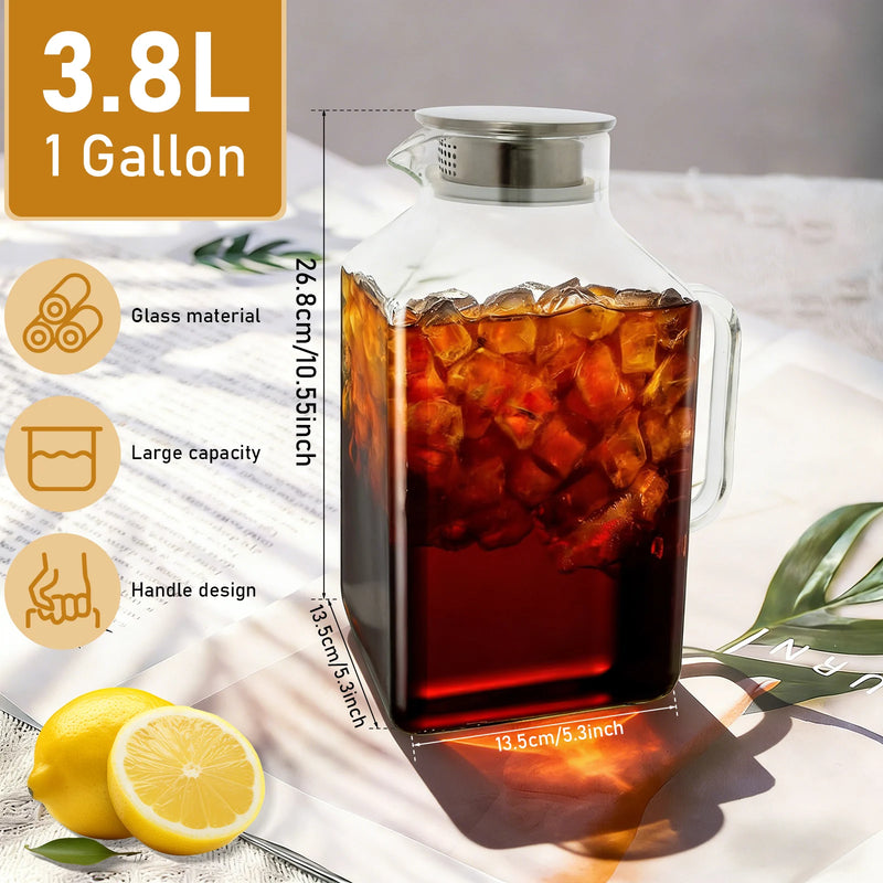 Theiere en verre borosilicate avec couvercle grande capacite