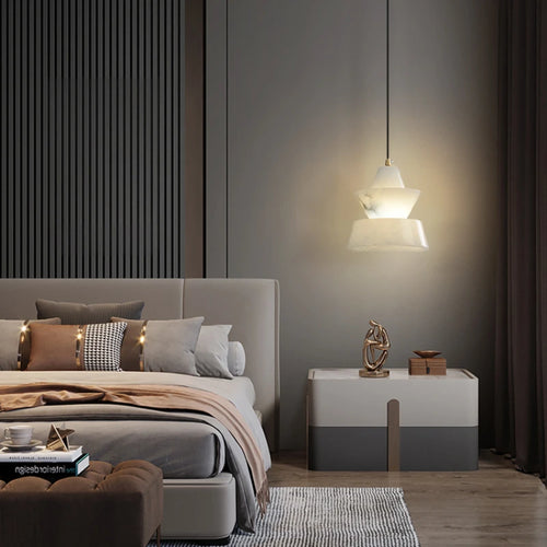 lustre en marbre naturel suspension rétro décor nordique - vue 4 sur 7