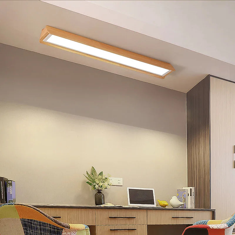 lustre de bureau rondins style nordique simple longue bande - vue 5 sur 12