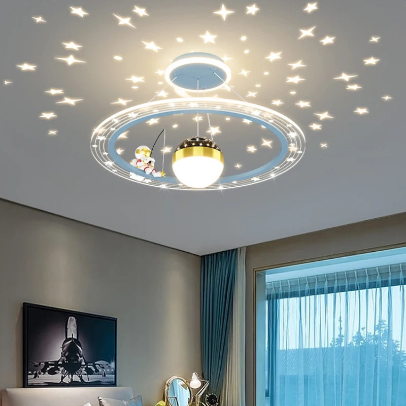 Lustre LED rond d'astronaute à gradation pour chambre d'enfant - vue 6 sur 12