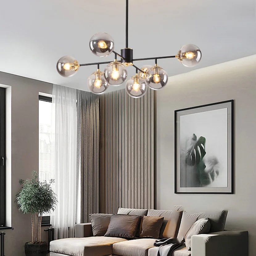 sandyha moderne led lustre en verre moléculaire de luxe
