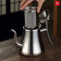 Théière acier inoxydable poli avec infuseur filtre cuisine