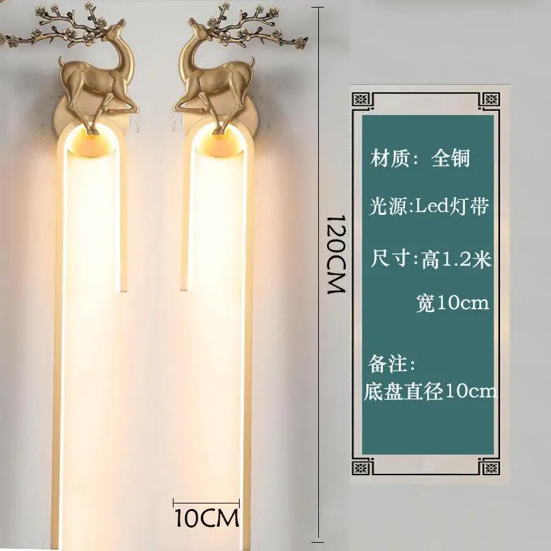 applique murale en cuivre style chinois pour éclairage intérieur - vue 8 sur 15