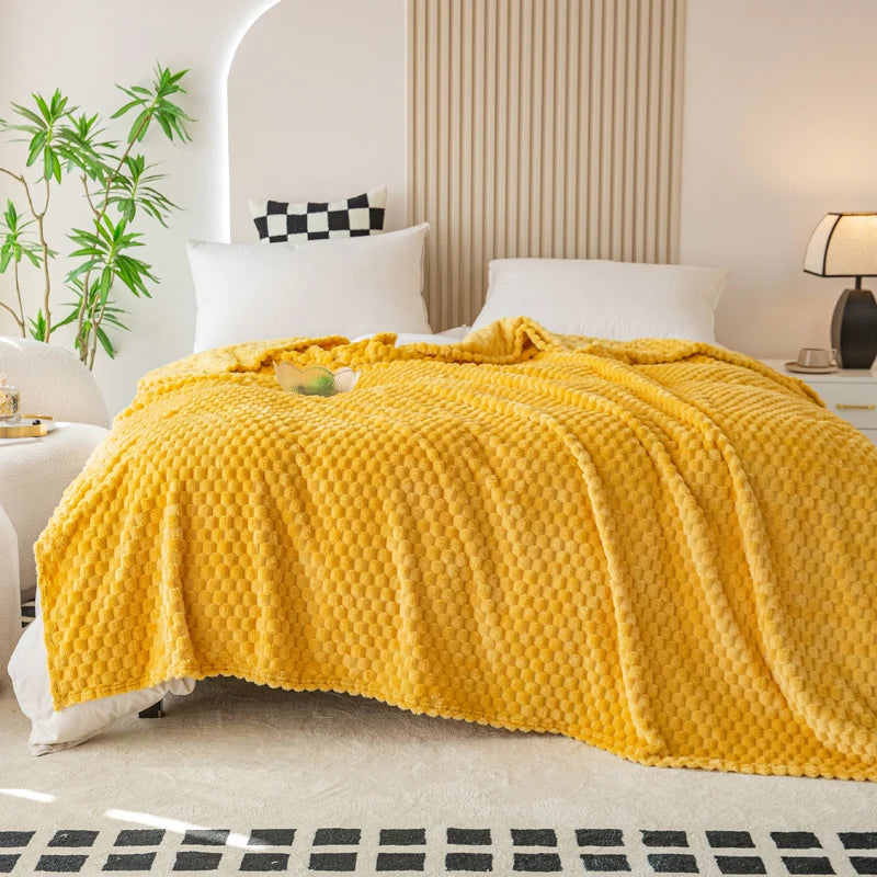 plaid doux moelleux motif carreaux couvre lit canape - vue 3 sur 7