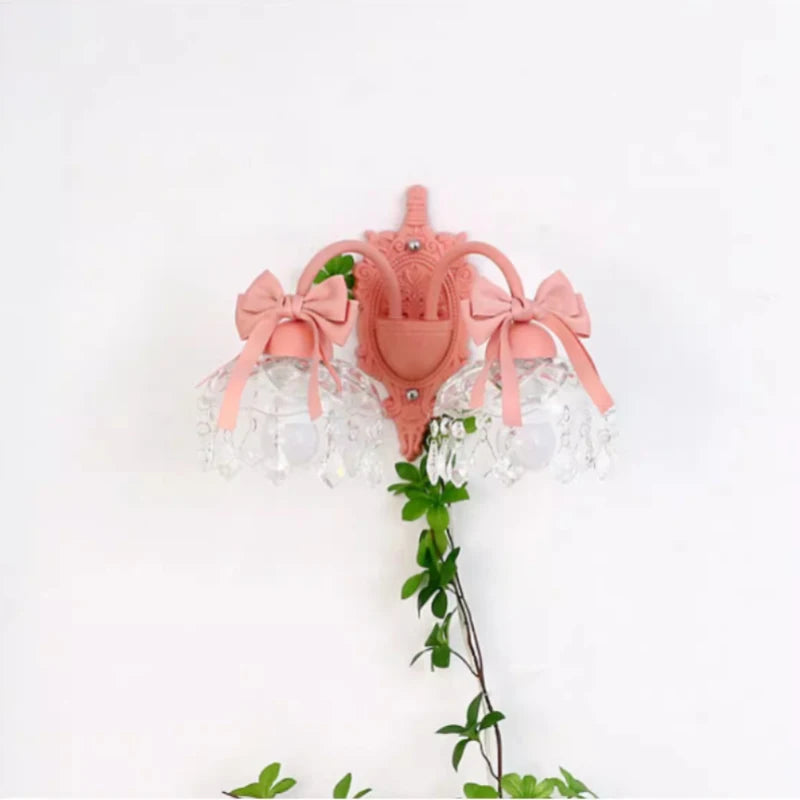 applique murale rose en verre cristal pour petite fille - vue 3 sur 7