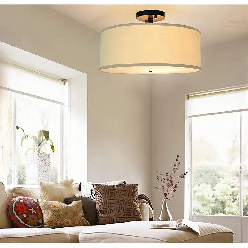 plafonnier moderne en fer forgé avec tissu lumineux - vue 3 sur 6