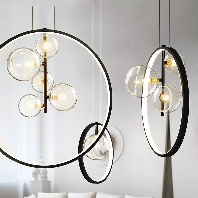 lustre en verre design nordique pour éclairage moderne décoratif - vue 6 sur 16