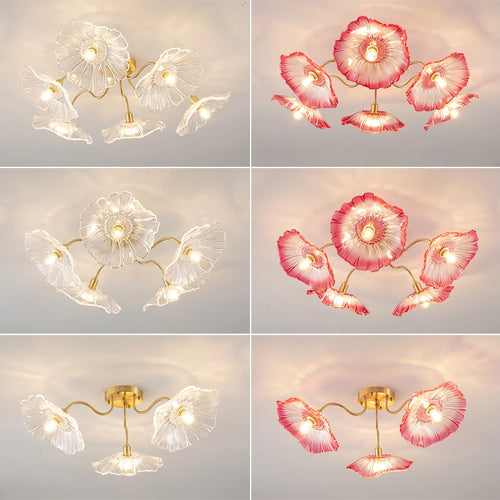 lustre nordique en fer avec verre et décoration dorée - vue 5 sur 12
