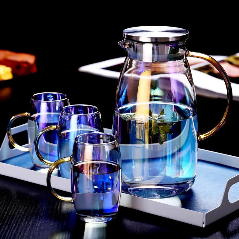 Bouteille eau verre borosilicate grande capacité florale