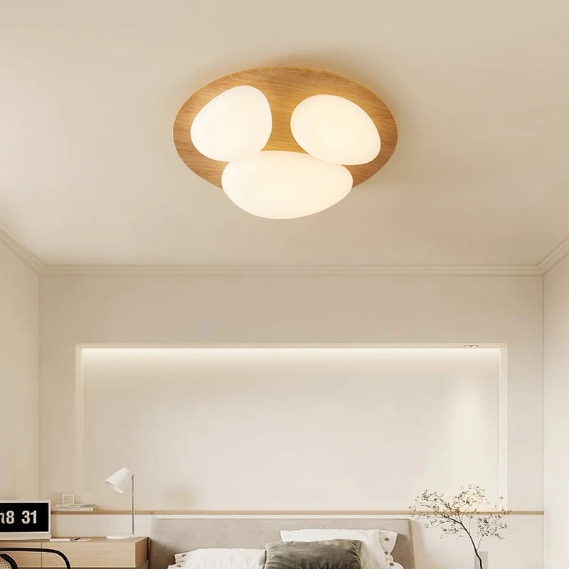 Plafonnier moderne LED en bois lumières pour chambre cuisine éclairage intérieur - vue 6 sur 10