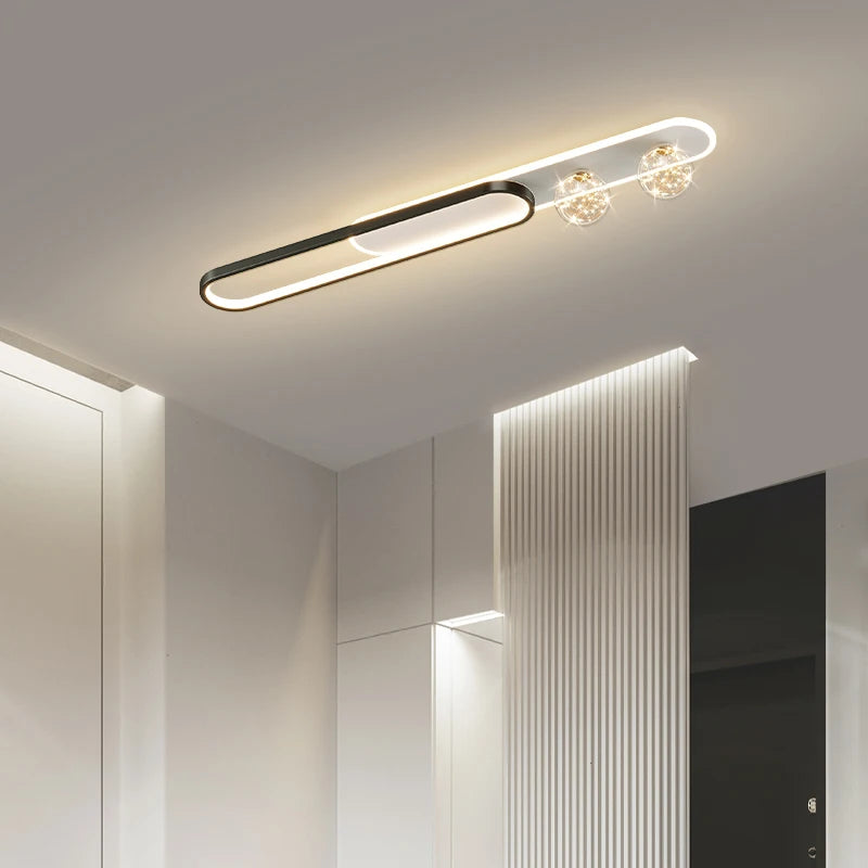 lustre moderne de luxe simple étoilé longue bande encastrée