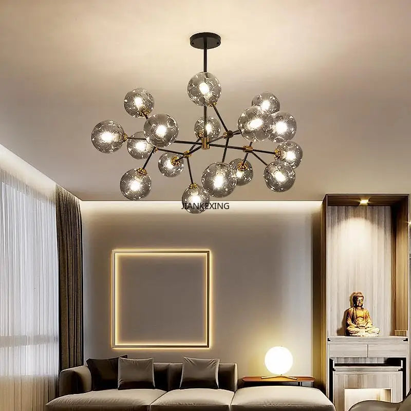 Lustre Led suspendu en forme de boule de verre
