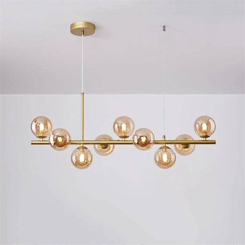 lustre post-moderne créatif en verre suspendu avec bande longue