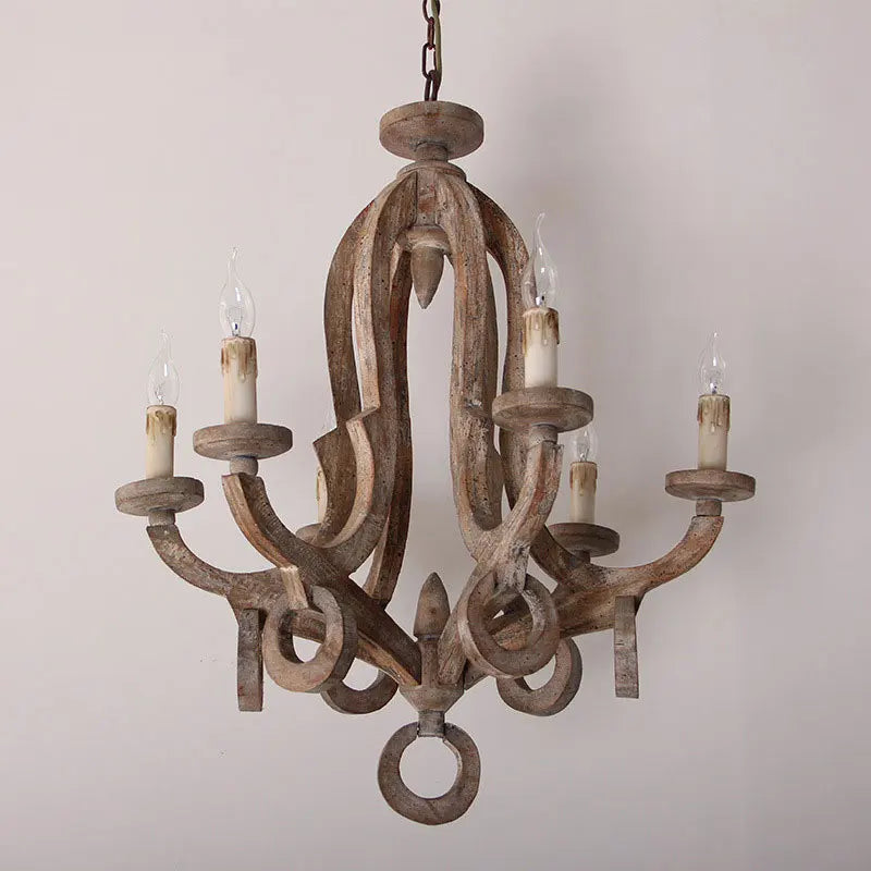 lustre vintage en bois massif style américain pour divers espaces